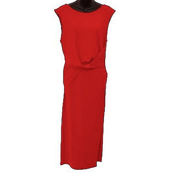H Halston Stretch Knot Front Midi Dress NEW Sz. Sm - Picture 1 of 8